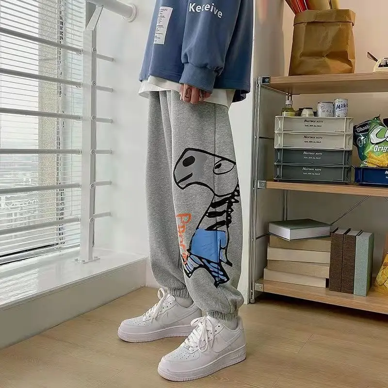 

Спортивные штаны с мультяшным принтом, женские шаровары, зимние брюки-карандаш, Спортивная уличная одежда для студентов, штаны с высокой талией, 2021