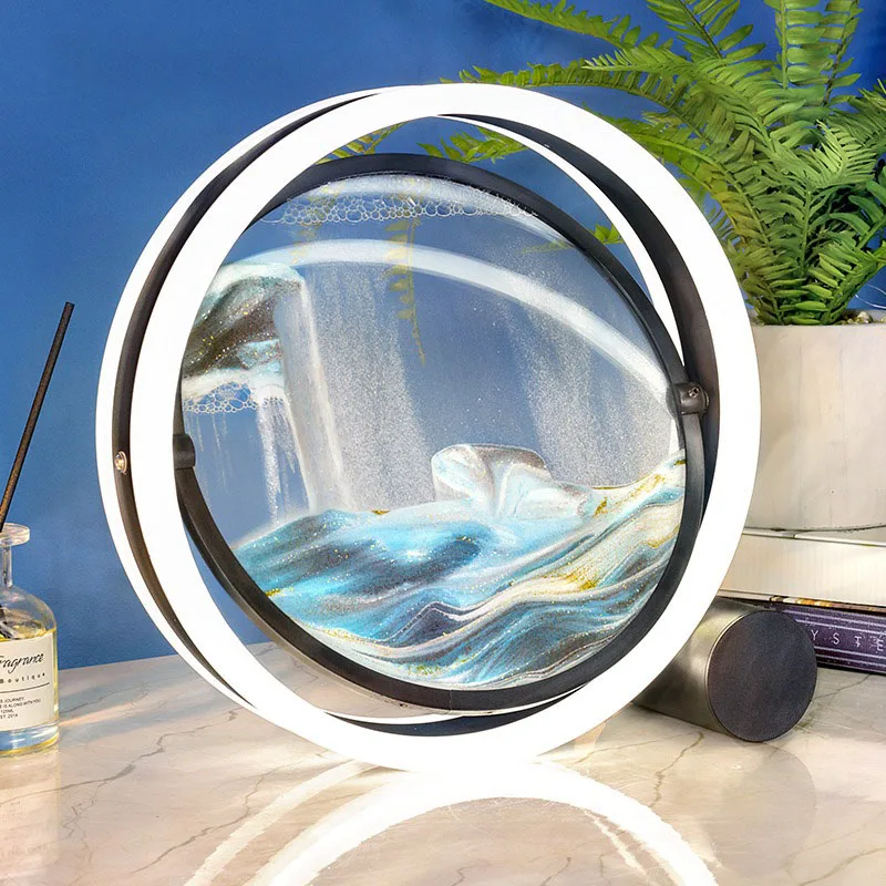 

3D Hourglass LED Lamp, Moving and Rotating Art, Sand Scene, Dynamic, Living Room Decoration Accessories, Modern Home Decor, Gift