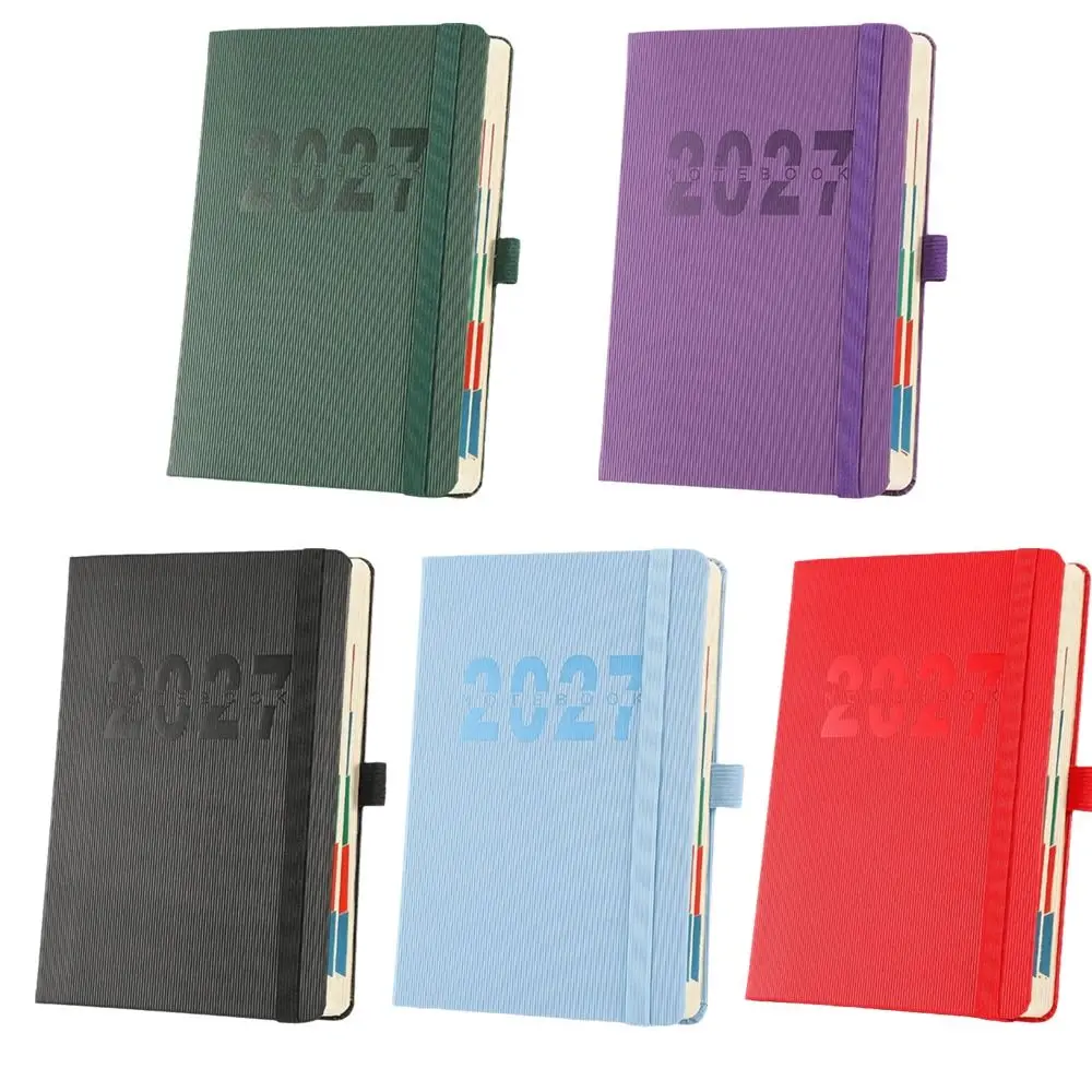 Фото Ежедневник-планировщик из искусственной кожи PU Leather 2027 с раскладным дизайном, эластичной резинкой и органайзером для заметок №5
