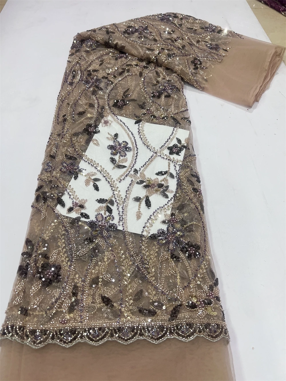 Африканская нигерийская тюль с вышивкой блестками кружевная ткань шитье платья