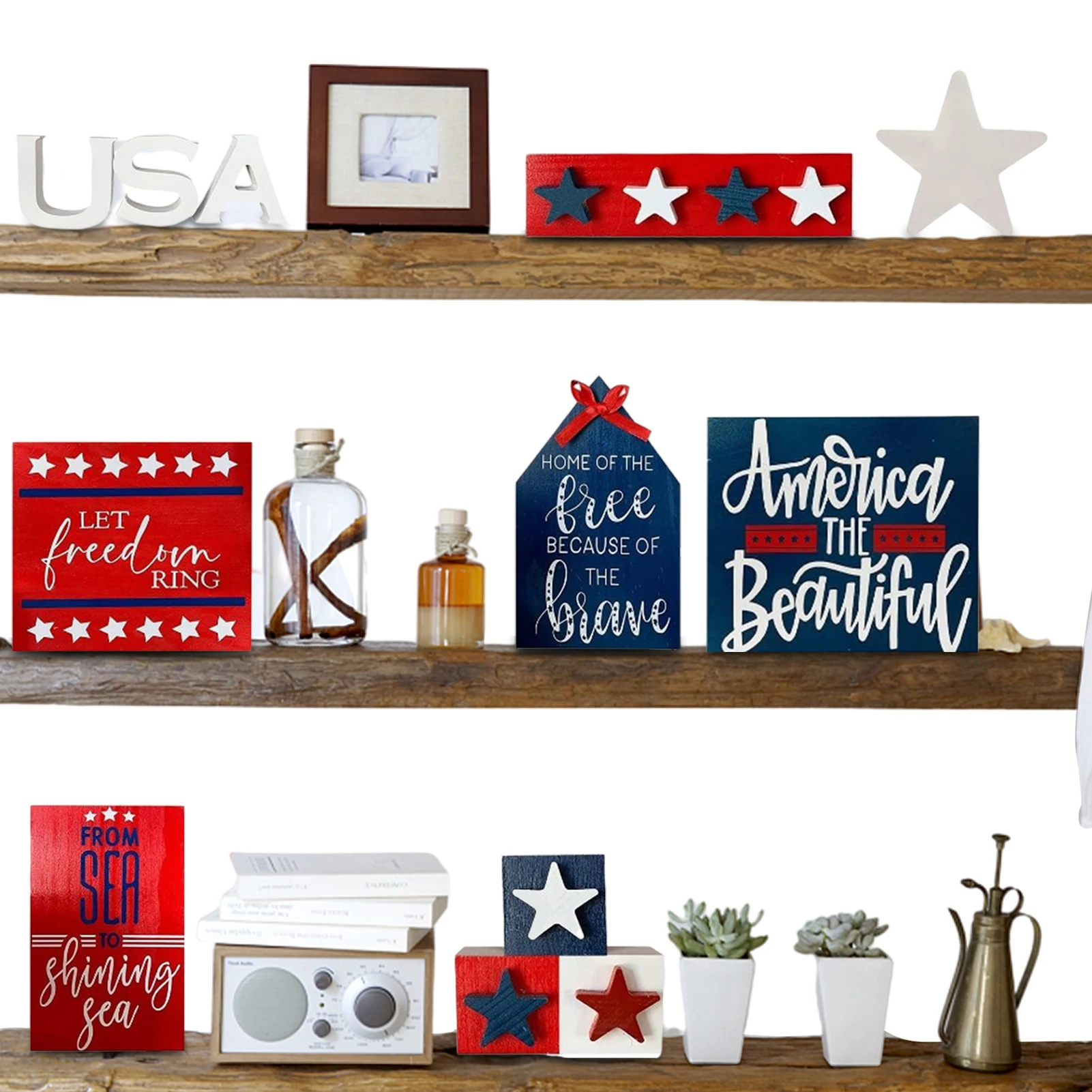

Independence Day Tiered Tray Decors Independence Day Tiered Tray Decor For Patriotic Parties Freestanding Table Signs