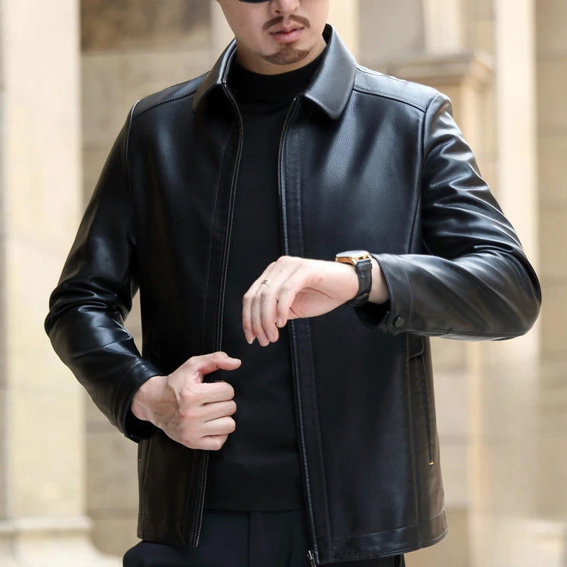 Новинка 2023 мужская кожаная куртка из воловьей кожи деловая Повседневная