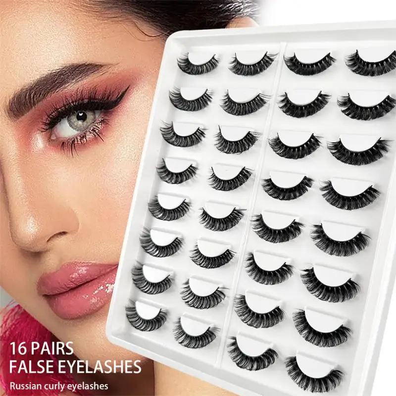 

16 Pairs Roll False Eyelashes Natural Thick Slender Grafting Eyelash Hand Made Easy To Wear Fake Eyelashes Curly Lash Extension