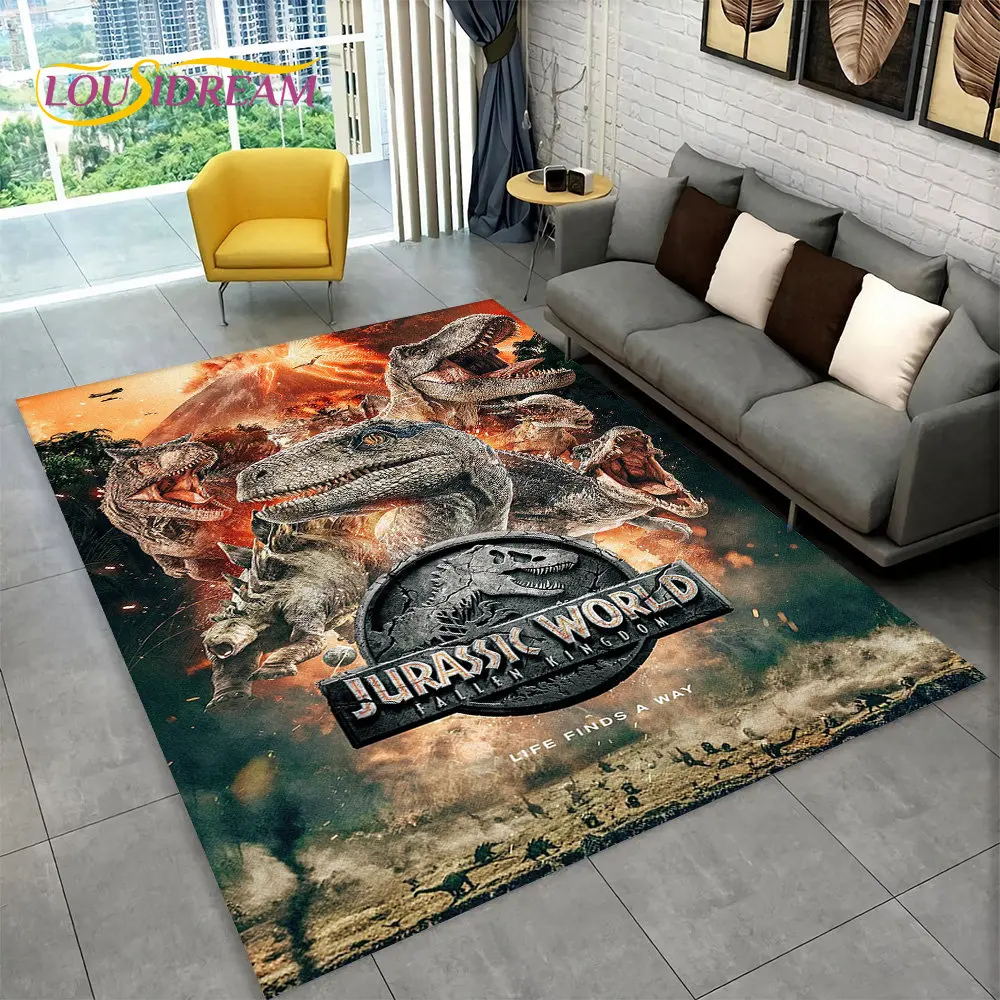 

3D Cartoon Jurassic Park Dinosaur Area Rug Large,Carpet Rug for Living Room Bedroom Sofa Doormat Decor,Child Non-slip Floor Mat