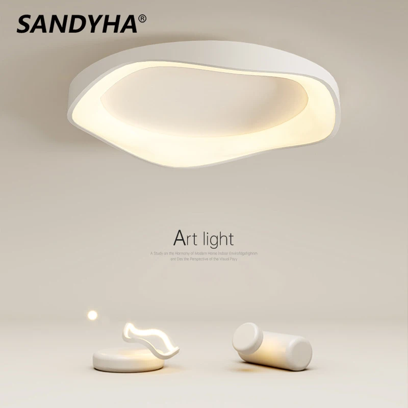 

SANDYHA Lampara Techo Lampe Plafonnier Led Simple Art Round Ceiling Lamp Para Sala Light for Bedroom Living Room Lampa Sufitowa