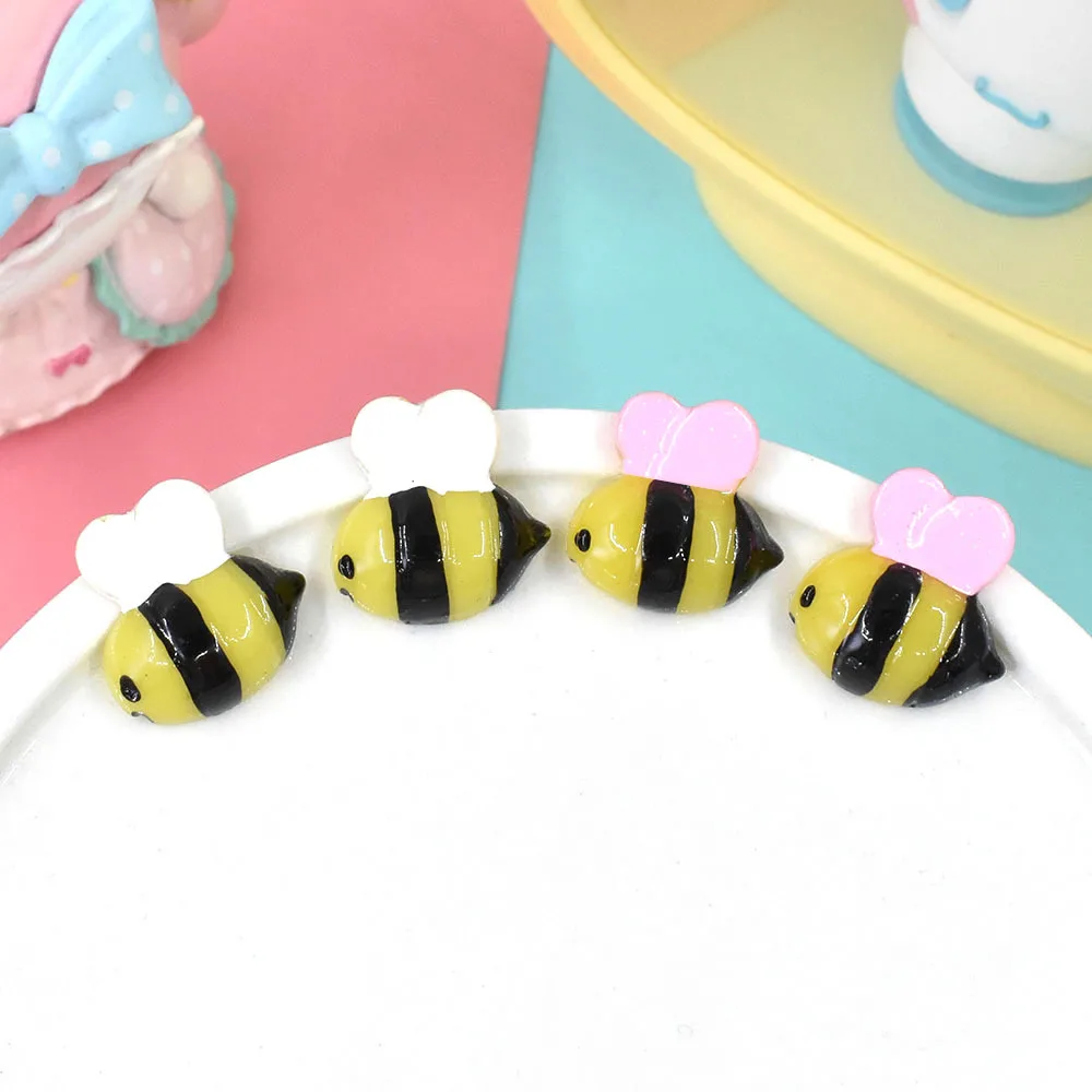 

10pcs Resin Bees Scrapbooking Materials Flatback Embellishment Mini Figures For Crafts Kawaii Cabochons Miniature DIY Decoration