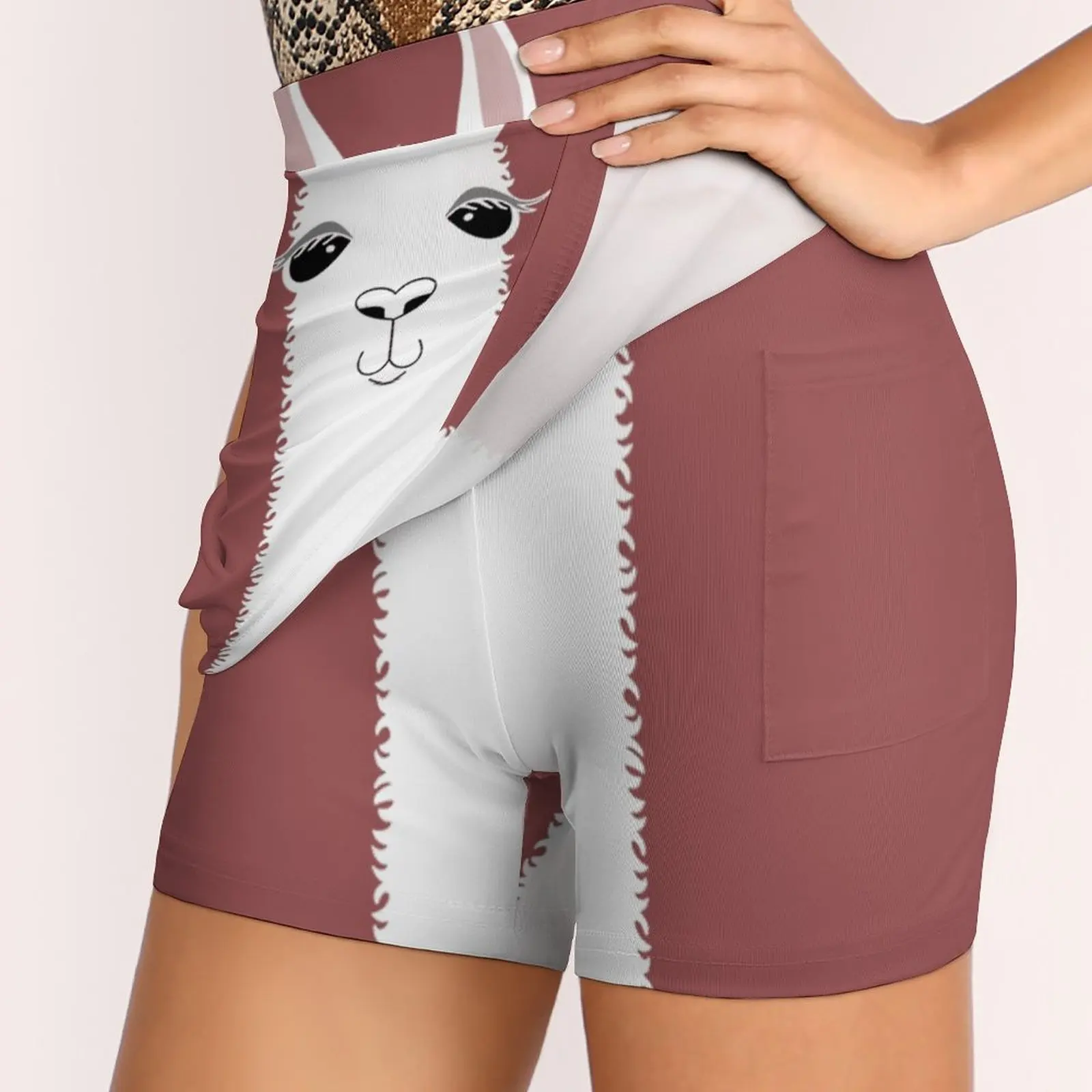 Женская юбка с портретом ламы Марсала спортивная юбка-юбка карманом модная в