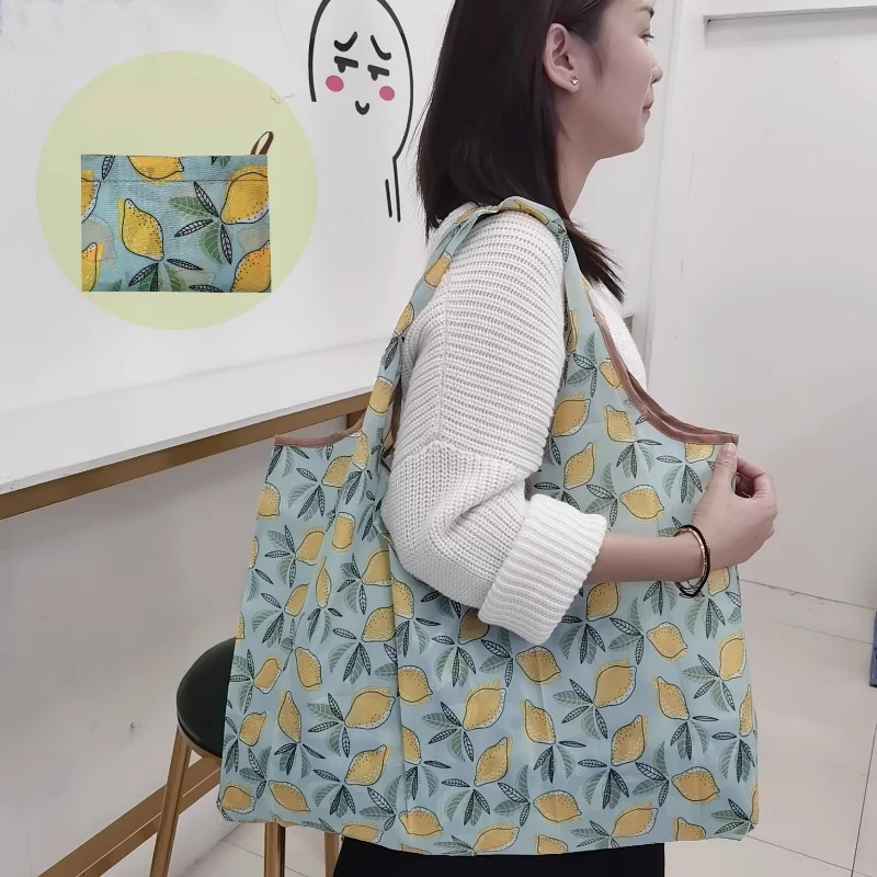 

Cartoon Shopping Bag Reusable Foldable Large Thick Nylon Tote Bags ECO Polyester Portable Shoulder Women's Handbag Shopper Pouch