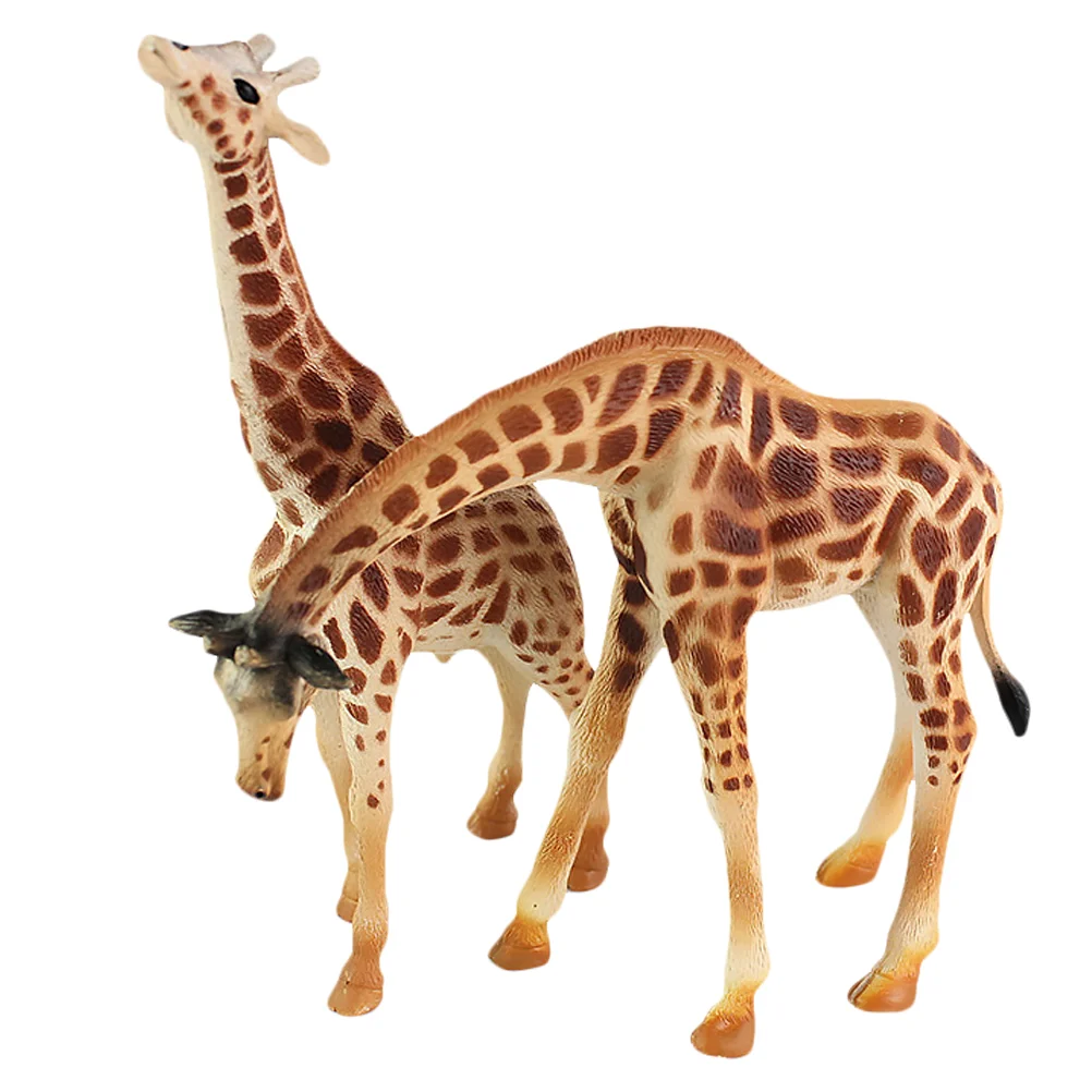 

2 PCS Plastic Animals Figures Simulation Solid Giraffe Model Toy Ornaments Child Swan