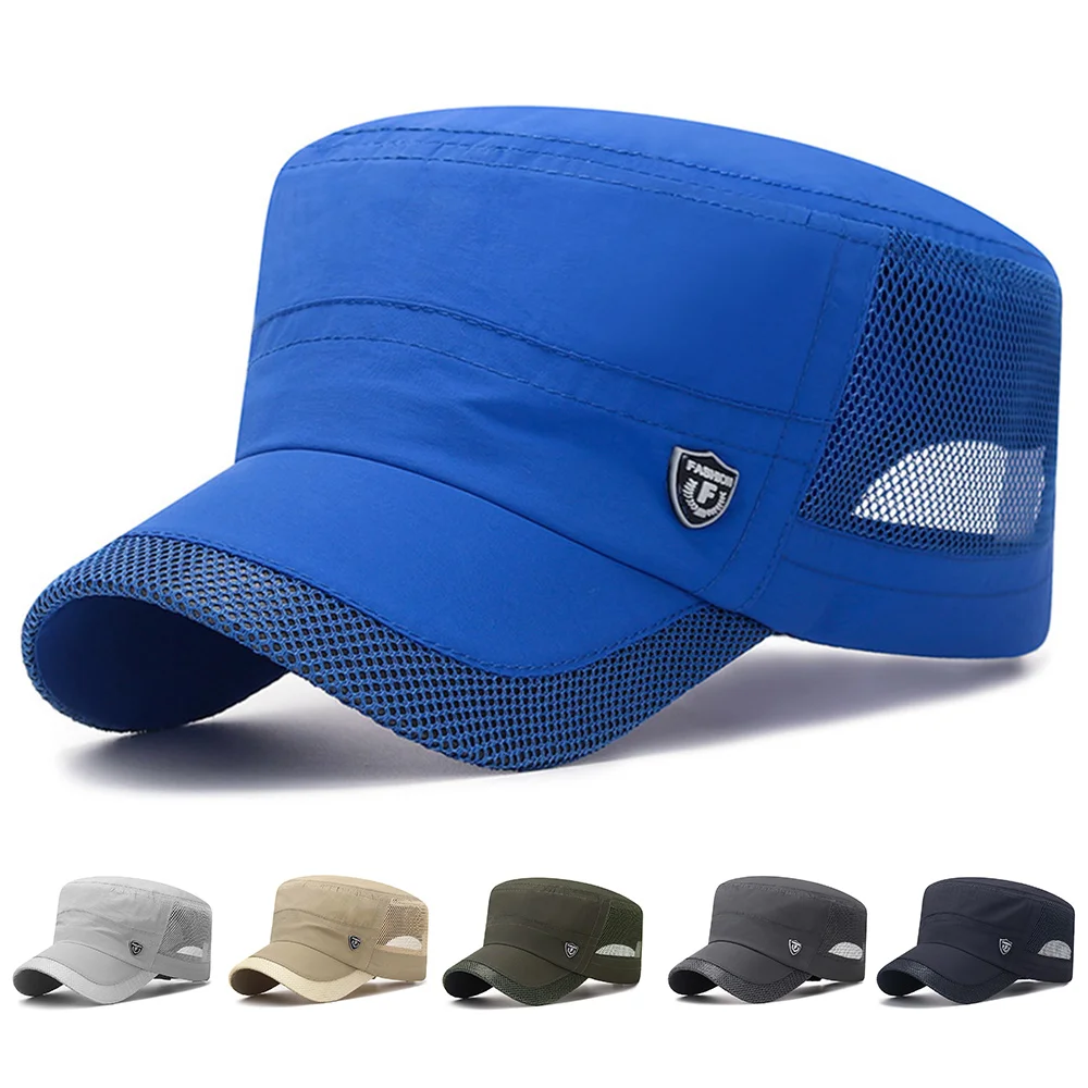 

Summer Quick-Dry Military Cap Mesh Flat Top Man Baseball Caps Women Sunscreen Army Cap Breathable Casquette Retro Army Hats