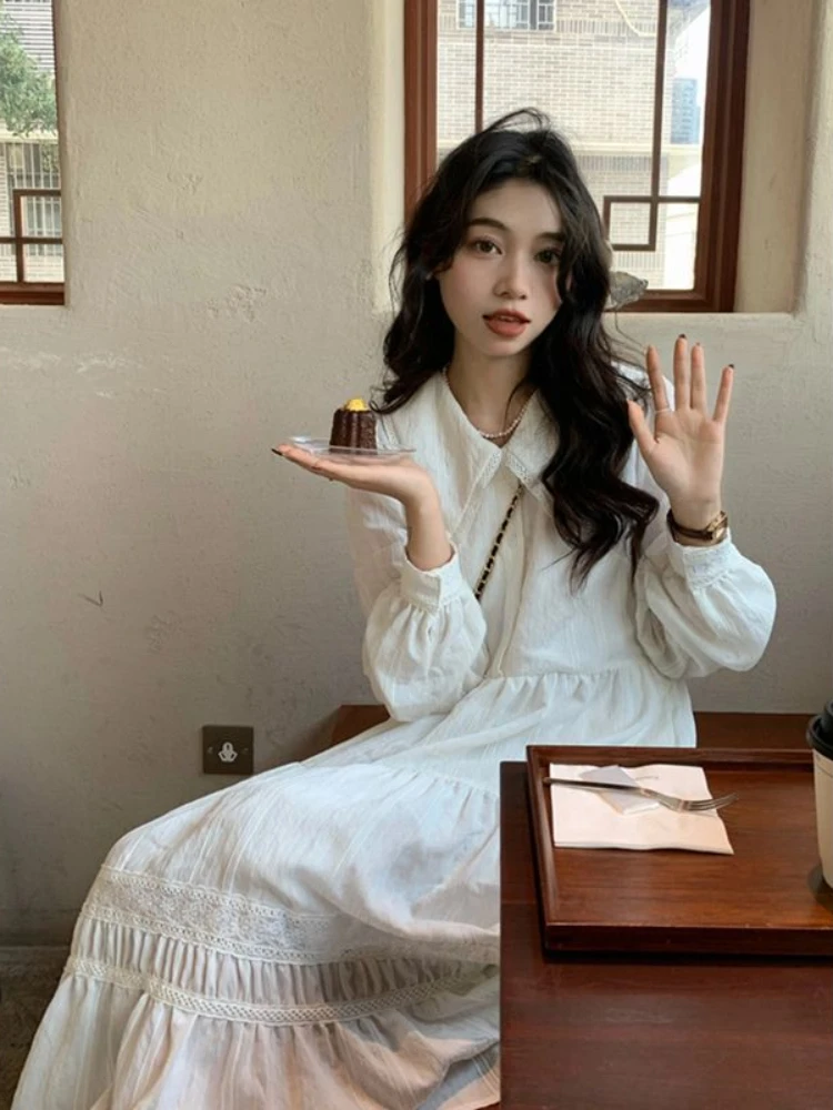 Hikigawa весенние корейские модные женские свободные платья с круглым воротником