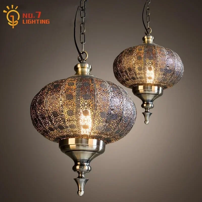 

Southeast Asia Vintage Industrial Pendant Lights Designer Moroccan Birdcage Hanging Lamp Living room Decor Loft Kitchen Bedroom