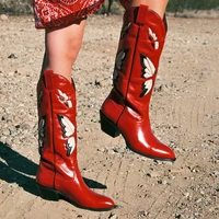 cowgirl women western boots 2022 autumn winter cowboy fashion comfy women knee high boots with butterfly shoes big size 46