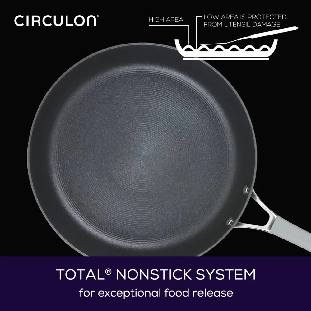 

12-Inch Deep Frying Pan Hard Anodized Aluminum Nonstick with Lid