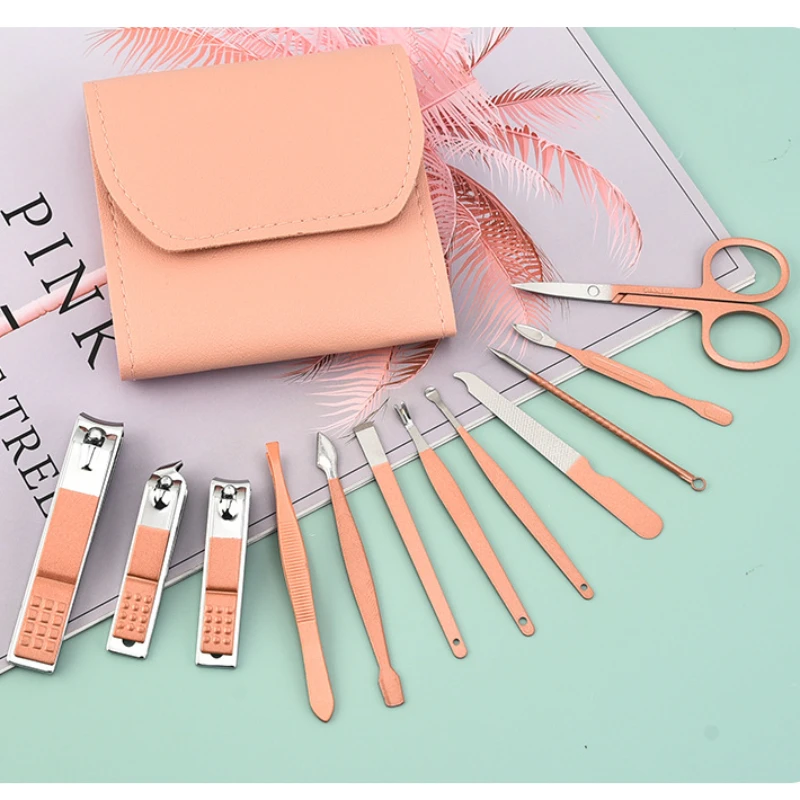 

12pcs Stainless Steel Manicure Set Nail Clippers Tools Ear Spoon Nail Cutters Scissors Kit for Manicure Tools Nail Accessories