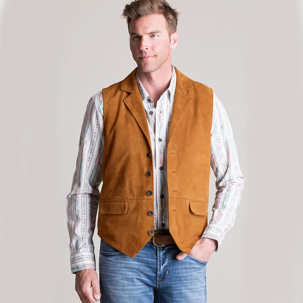 Панк-жилет мужской замшевый однобортный Свадебный костюм для жениха большого