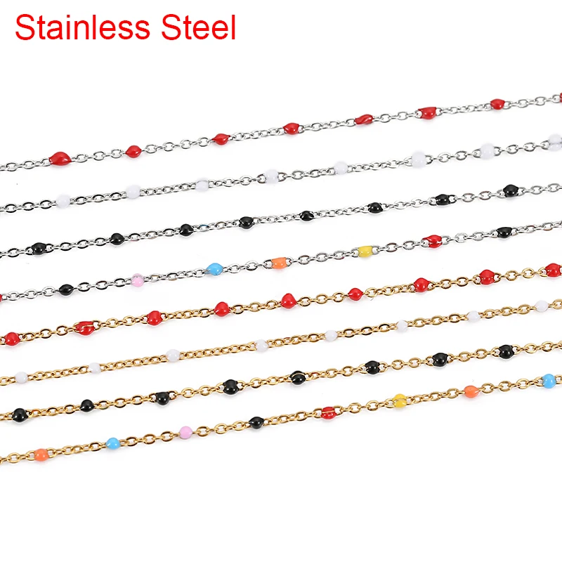 

2meter/lot Stainless Steel Chains Bulk Golden Color Open Link Necklace Bead Chains for Diy Bracelets Jewelry Making Accessories