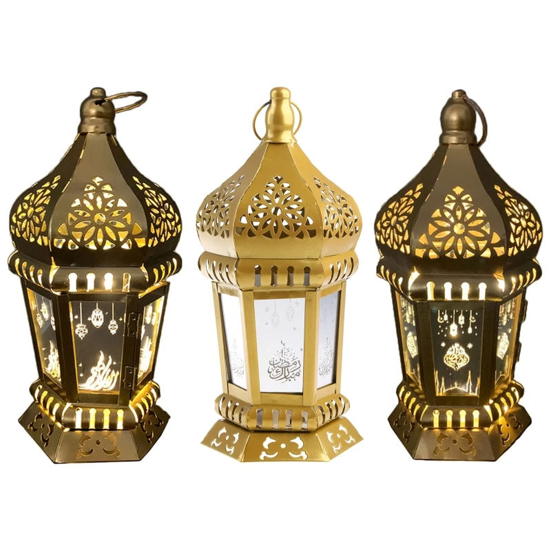 

1Set Iron Ramadan Decorative Light Hanging Candle Lantern for Home Room Patio Festival Decorations Gifts