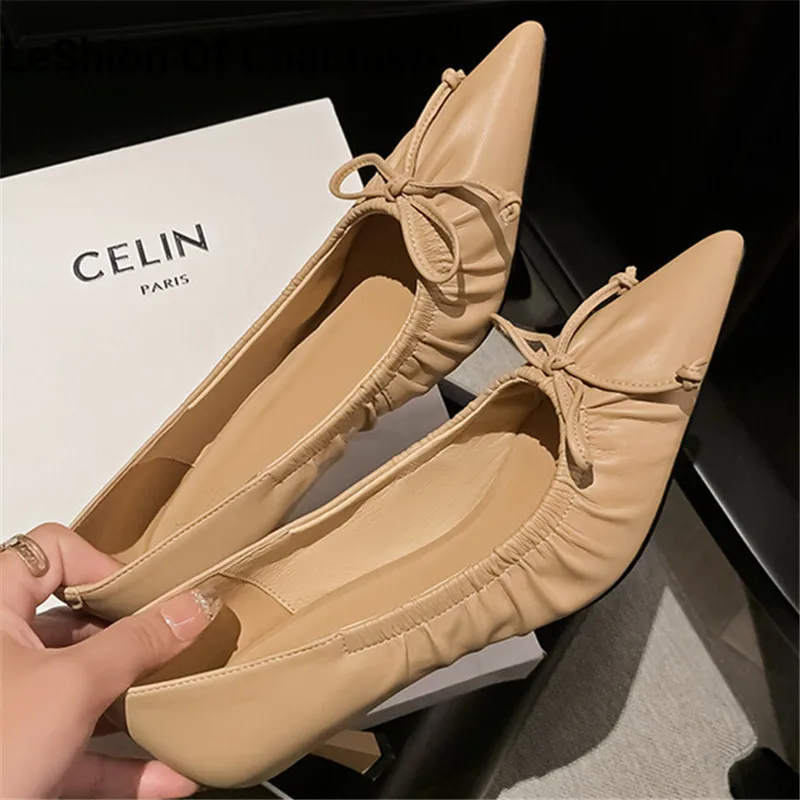 

Туфли-лодочки женские из натуральной кожи, на тонком высоком каблуке