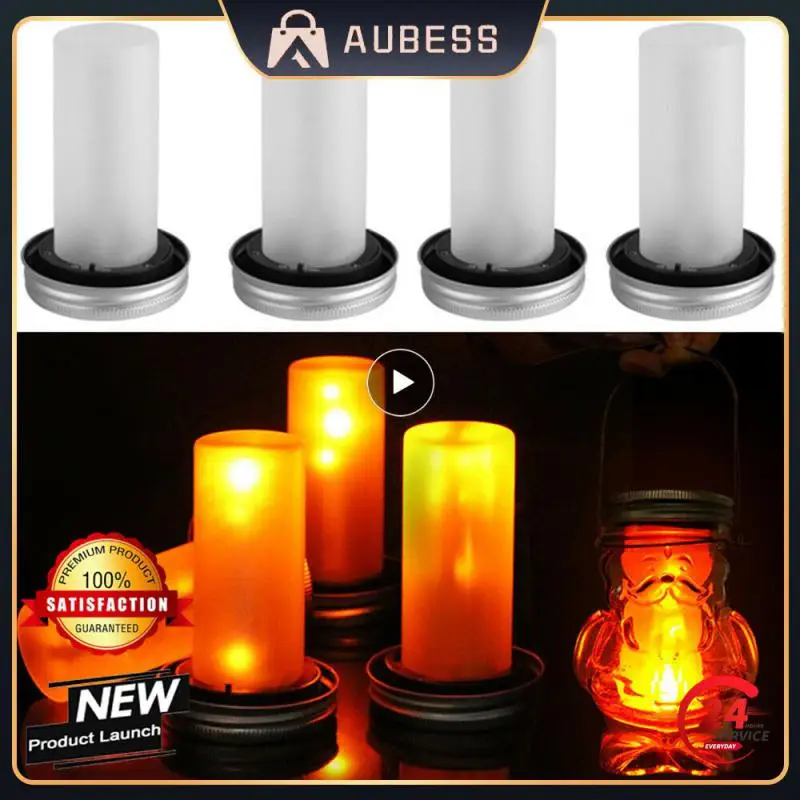 

Mason Bottle Cap Lamp Solar LED Simulation Flame Flashing Garden Wedding Courtyard Decoration Crafts Outdoor Night Lighting