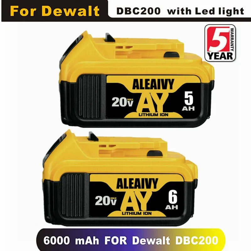 

Сменный аккумулятор для электроинструмента DeWalt DCB184 DCB181 DCB182 DCB200 20 в 3A 5A 6A 18 в 20 в
