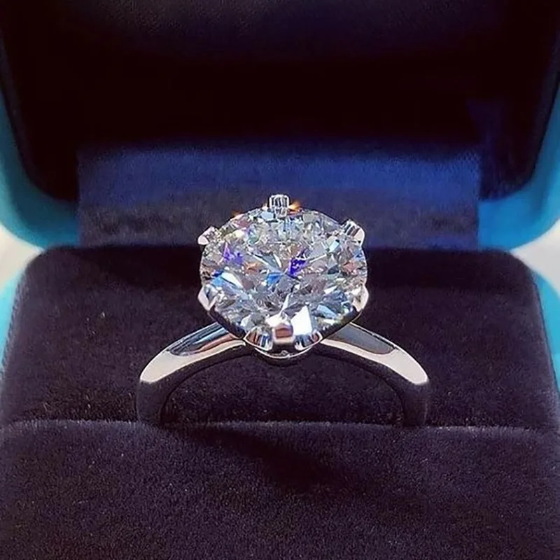 

Six Prong Diamond Zircon Ring for Women Wedding Rings Engagement Ring Wholesale