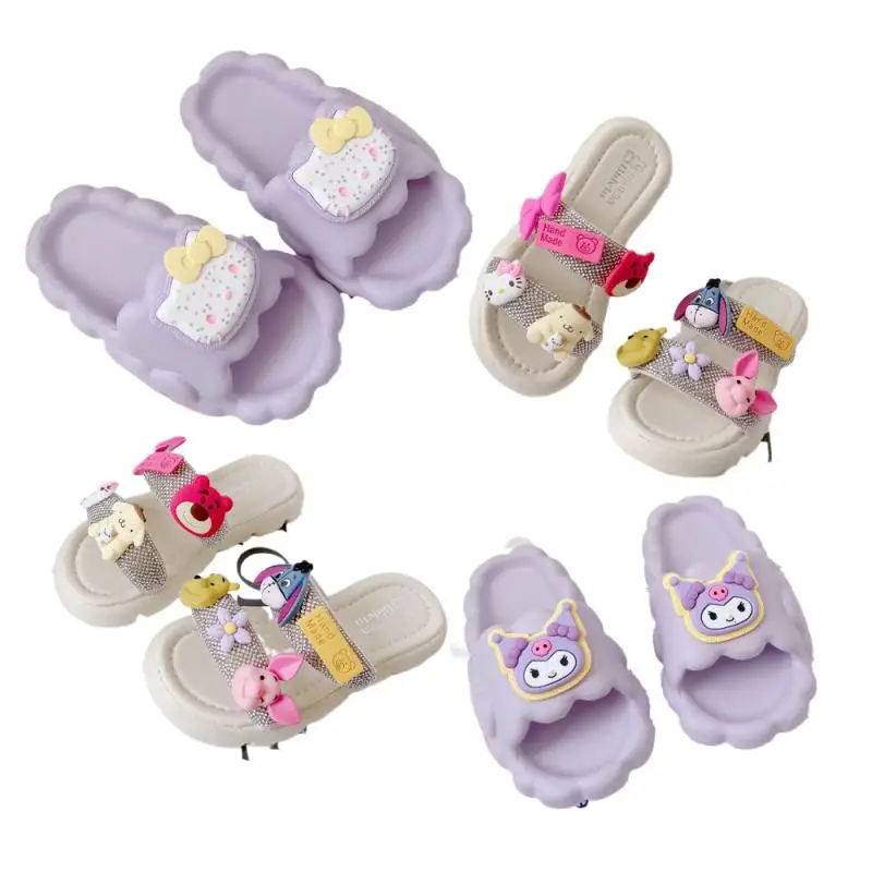 

Cute Kawaii Sanrios Kuromi Purin Hellokittys New Cartoon Anime Summer Casual Shoes Girls Non-Slip Breathable Children's Slippers