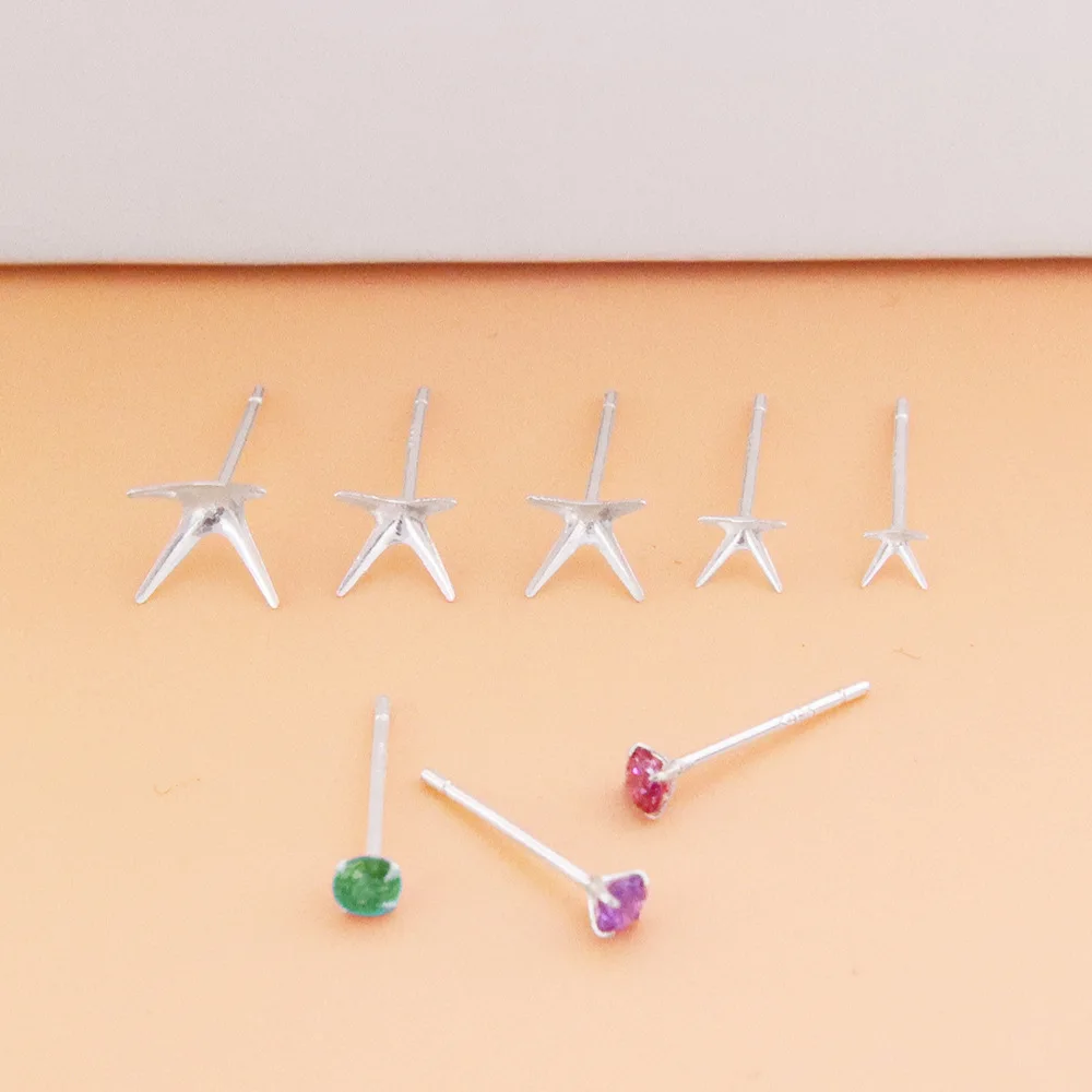 

Серьги-гвоздики из серебра 925 пробы с 4 когтями, 5 пар