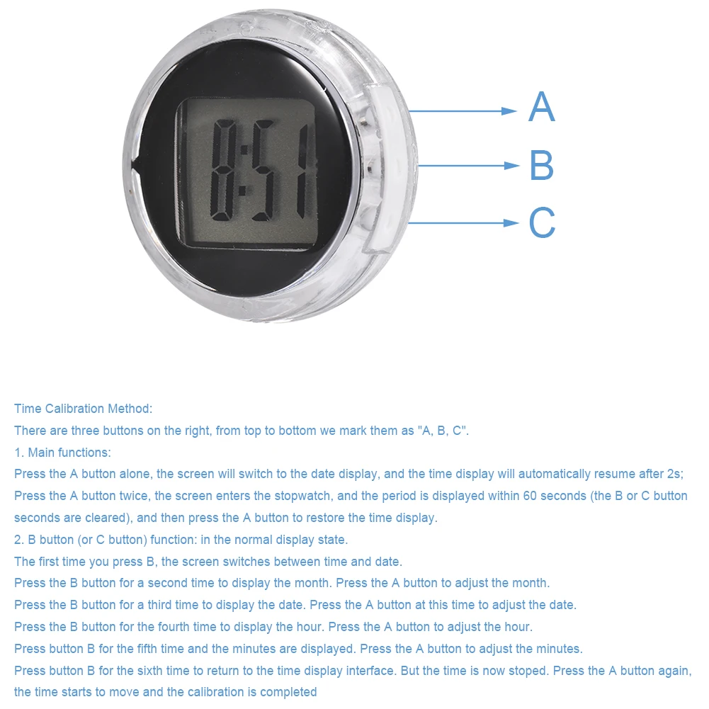 Мини-часы для мотоцикла водонепроницаемые ударопрочные электронные часы