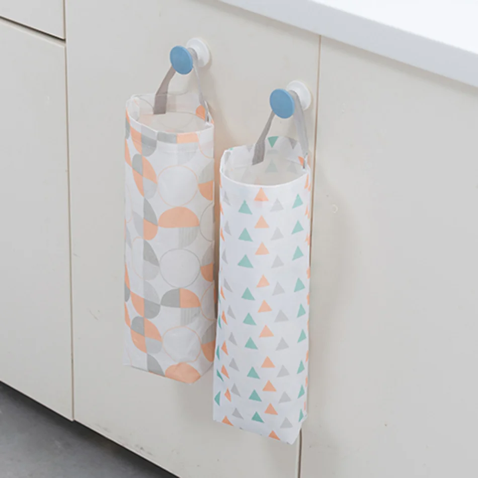 

Kitchen Oxford Cloth Home Grocery Bag Holder Wall Storage Dispenser Organizer Hanging Garbage Storage Packing Pouch Hanging Bags