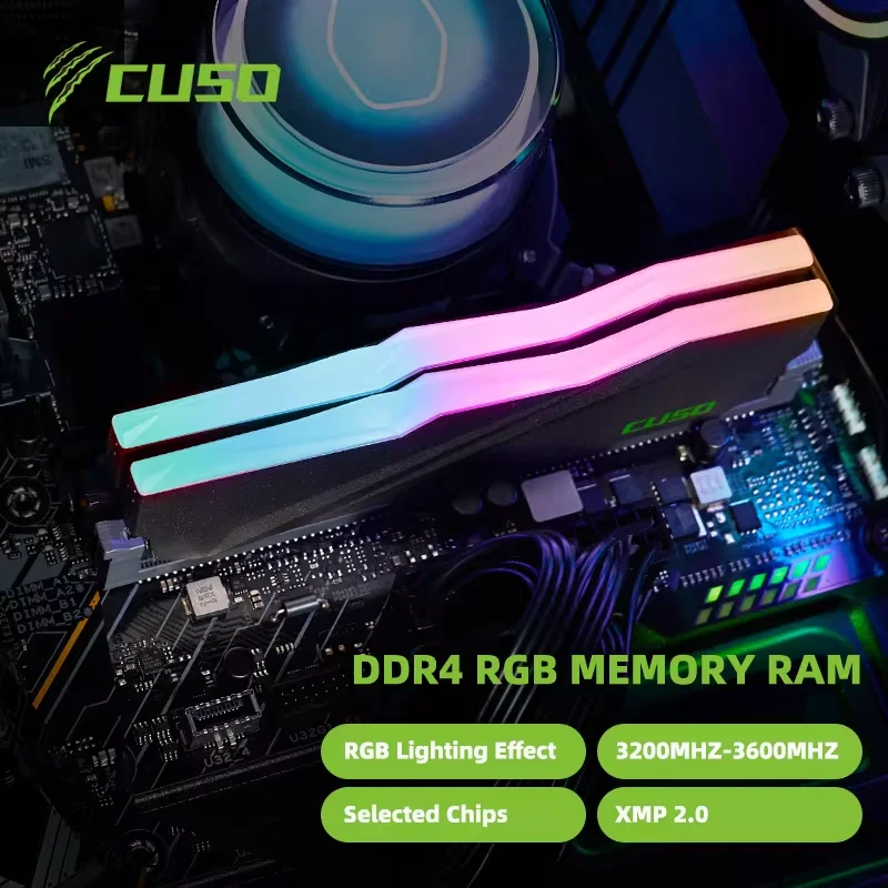 CUSO RGB Memoria RAM DDR4 16 ГБ 8 3200 МГц 3600 ГБx2 комплект для настольных компьютеров Computador