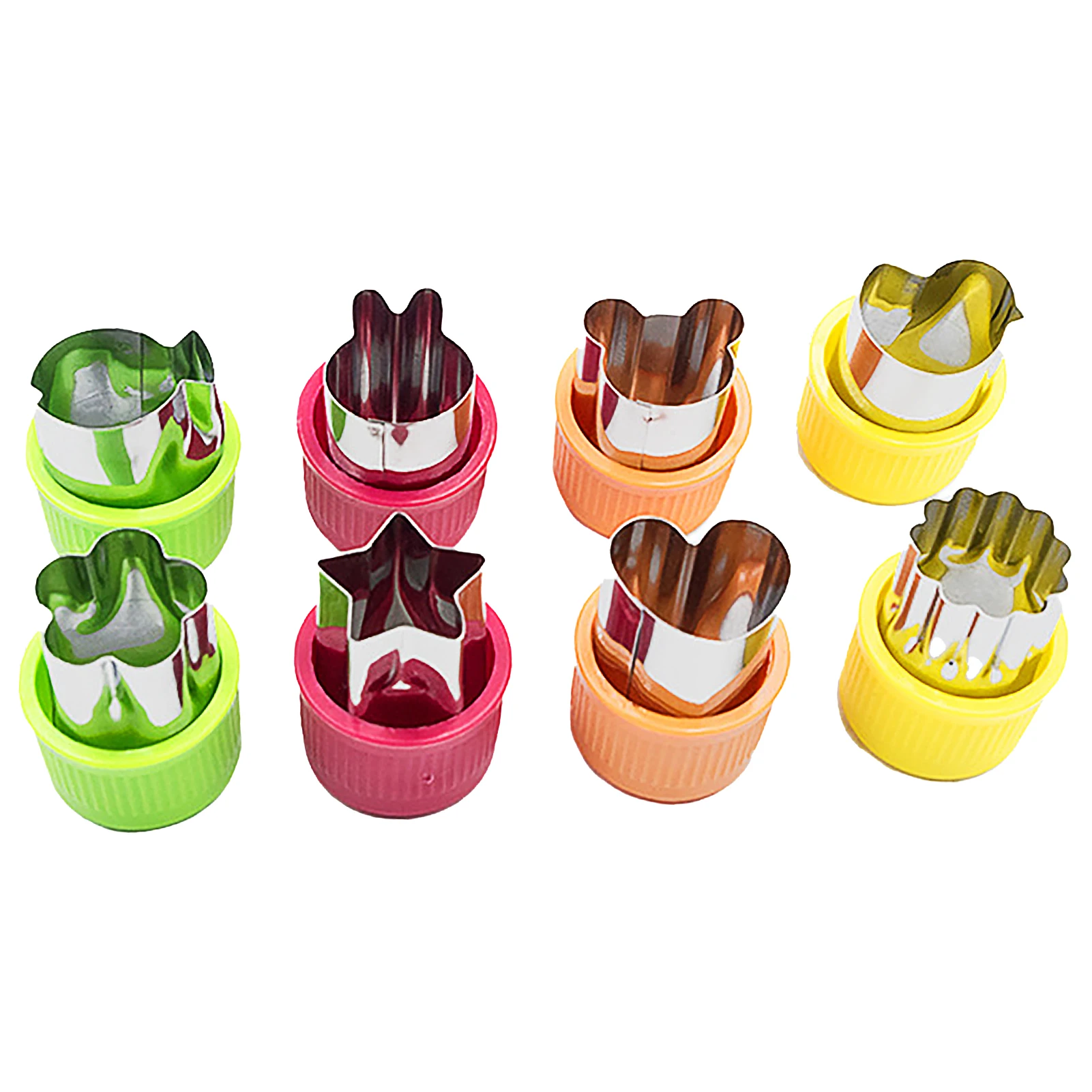 

8pcs Animal Shape With Cover Stainless Steel Vegetable Fruit Press Multifunctional For Kids Mini Cookie Cutter Baking Tool Cute