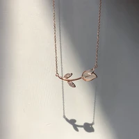 charm opal rose flower pendant necklace romantic womens short chain necklace choker neck bride jewelry accessories