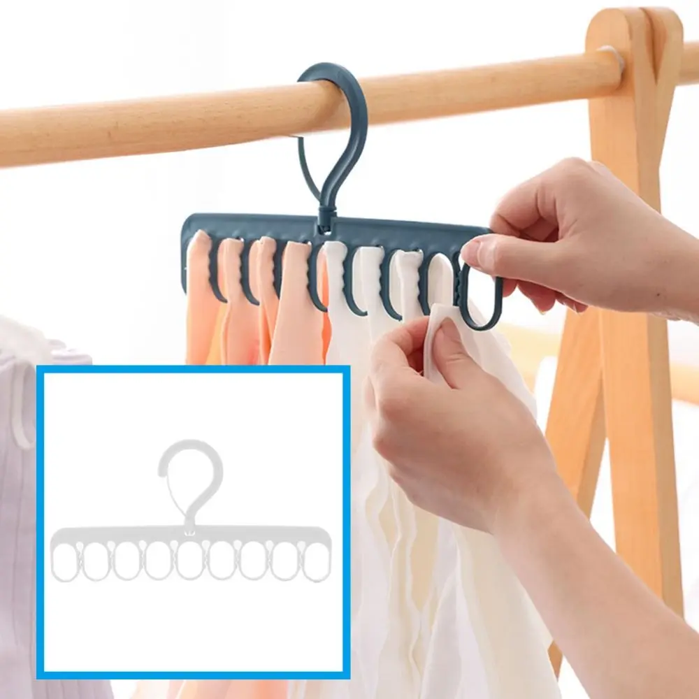 

2PCS 9 Holes Windproof Clothes Organizer Multi-functional Multi-port Support Socks Hooks Clothes Hanger Drying Rack