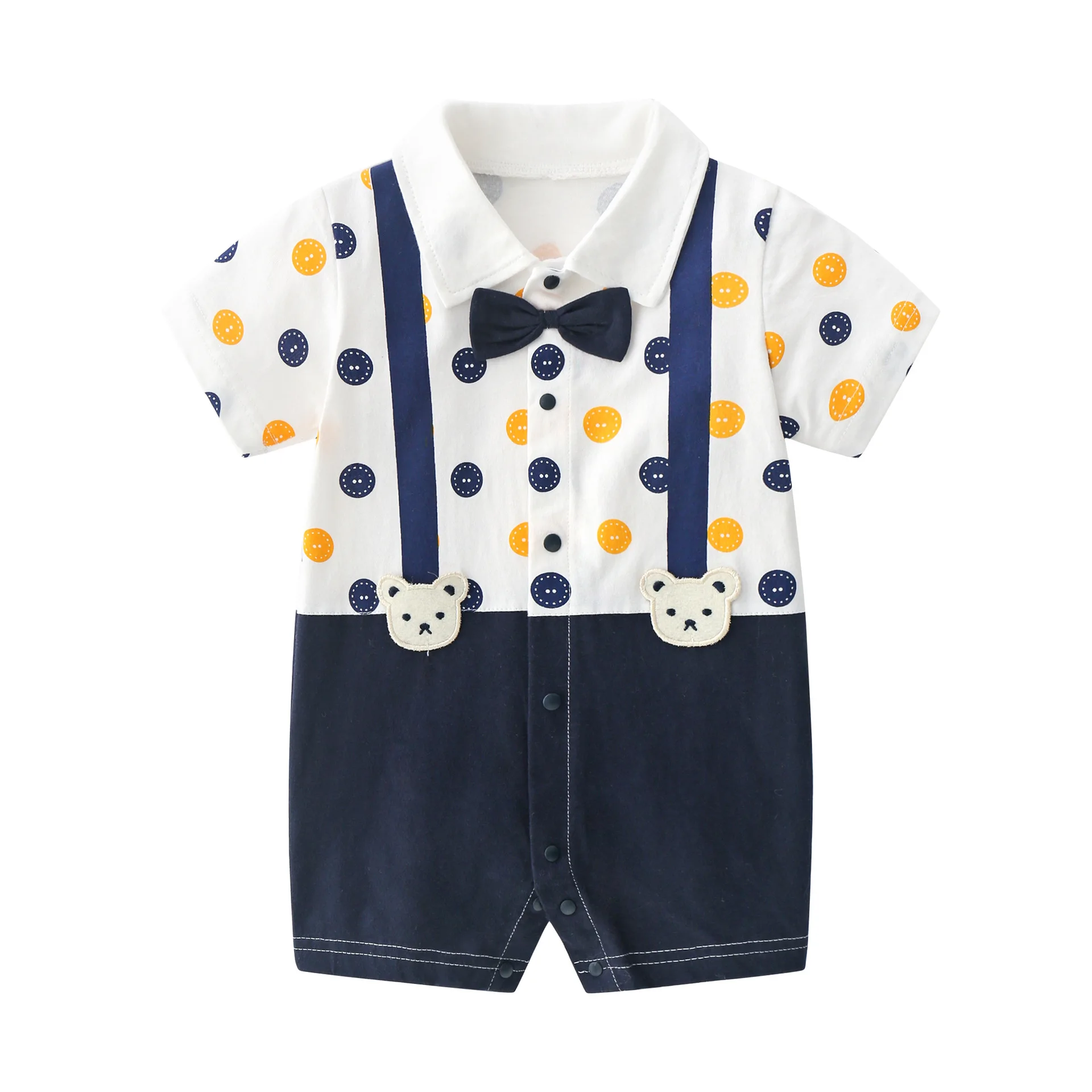 Newborn Baby Boy Girl Romper 2023 New Fall Long Sleeves Bowtie Style Baby Clothes Little Gentleman Suit Penguin Infant Jumpsuits