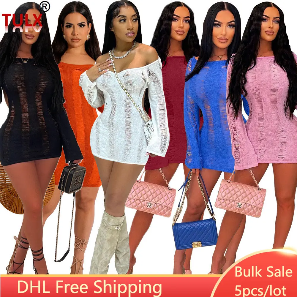 

Короткое вязаное платье с открытой спиной, с длинным рукавом, Y2k 9278