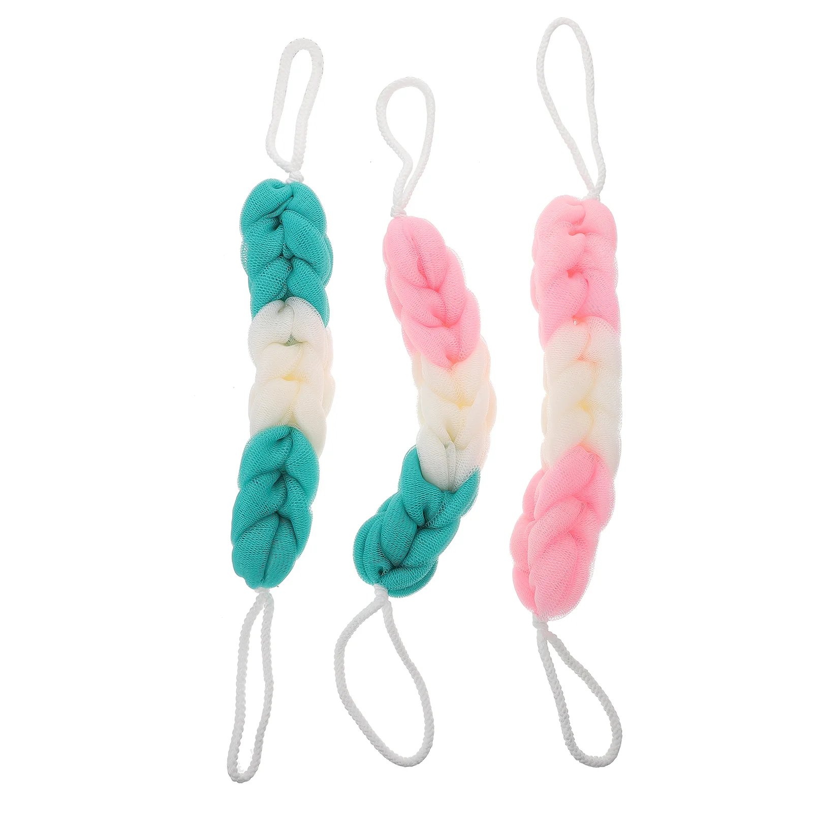 

3 Pcs Shower Pouf Long Bath Body Lotion Men Scrubber Man Braided Hair Headbands