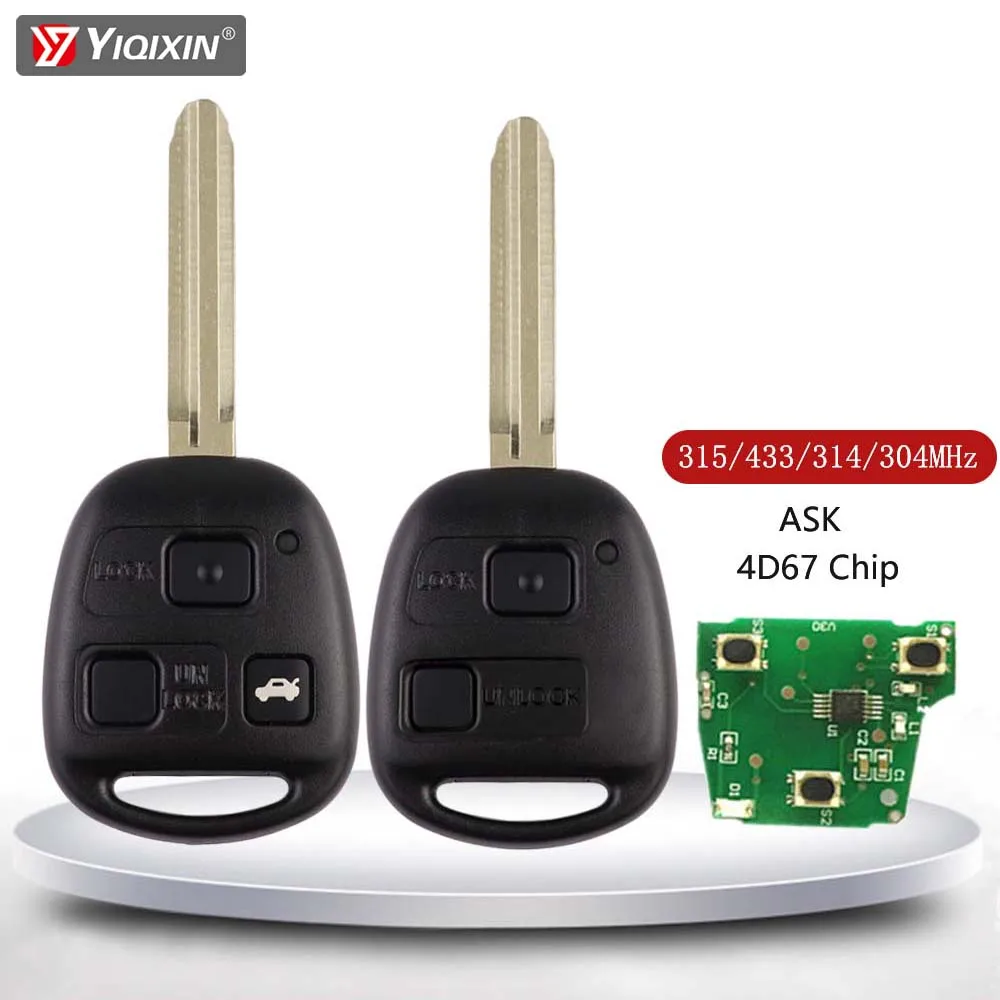 Дистанционный Автомобильный ключ YIQIXIN 315/433/304 МГц для Toyota Corolla Yaris Camry RAV4 Prado Tarago Land