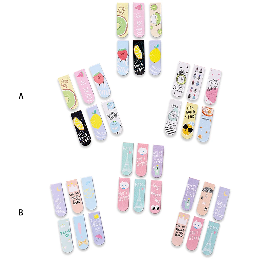 

18 Pieces Page Marker Self-adhesive Lodestone Pages Clip Stationery Bookmark Assorted Patterns Cute Bookmarks Fruit