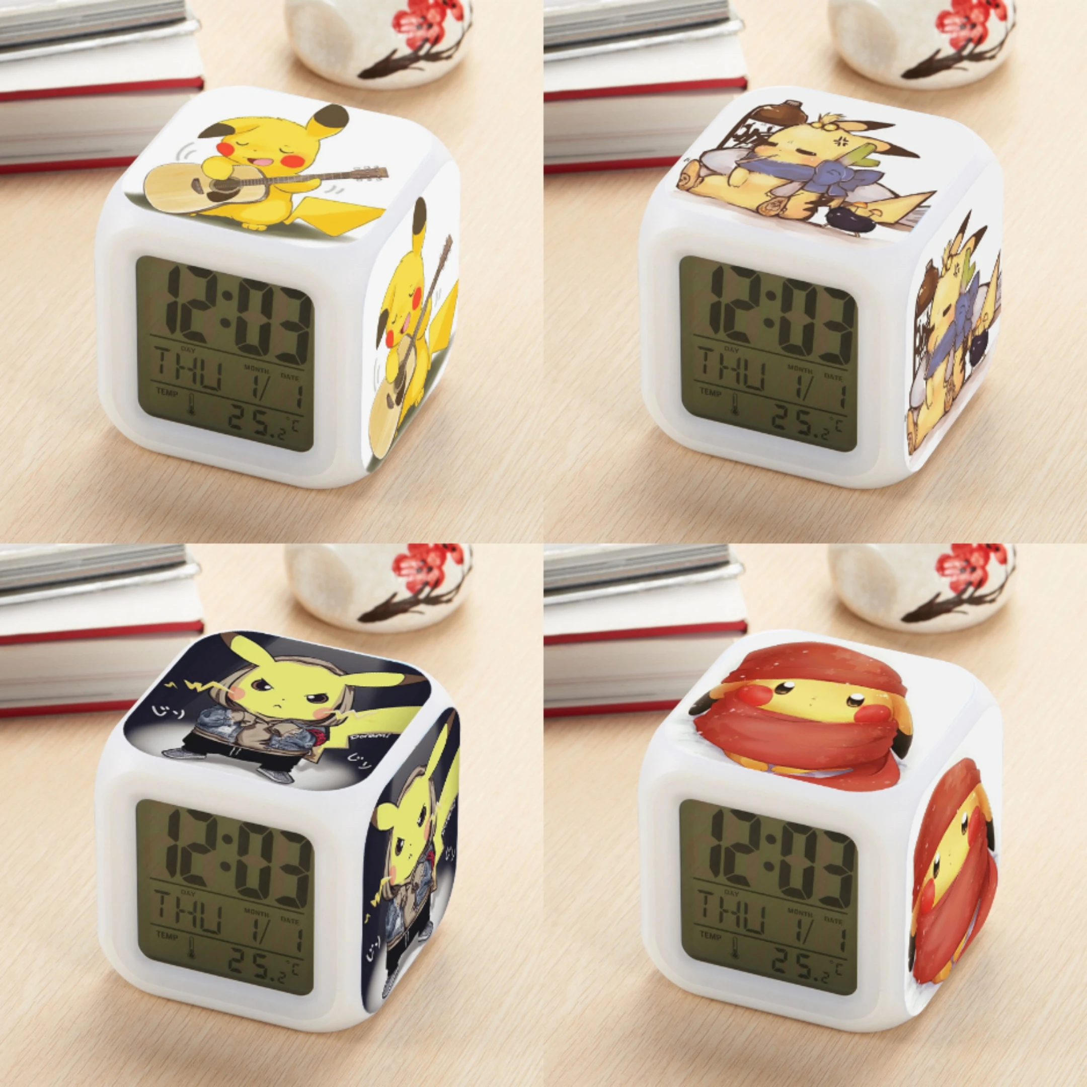 

Pokemon Pikachu LED Glowing Alarms for Children Bedroom Decoration Kids Digital Glowings Alarm Clock Desk Decor Christmas Gift