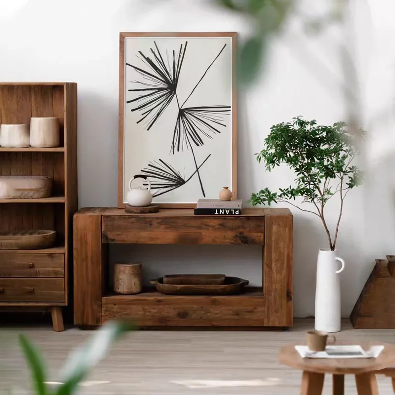 Шкафы для хранения из цельного дерева гостиной кладовая кофейный сервант