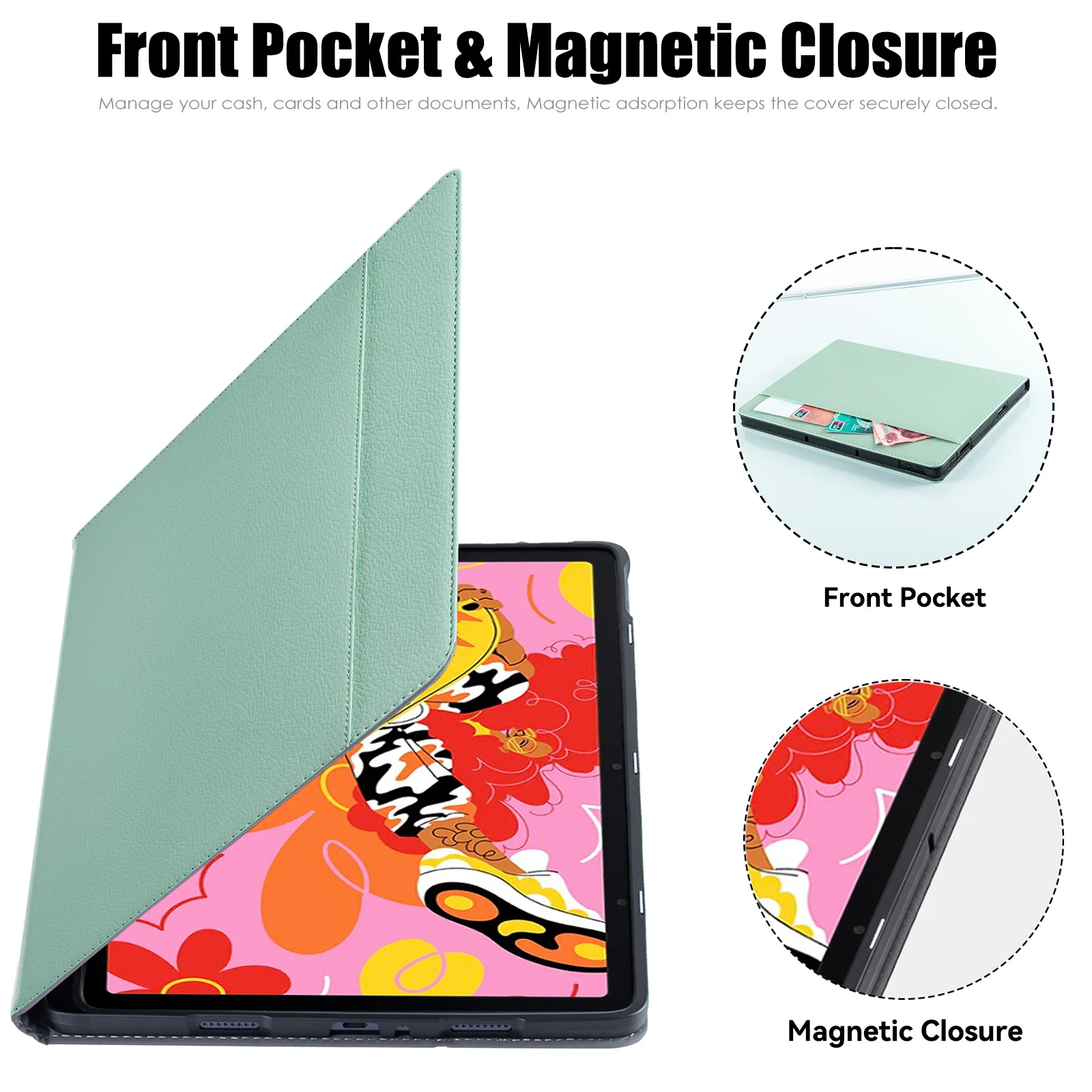 Фото Чехол для XPPen Magic Drawing Pad 12.2, подставка для просмотра под разными углами, чехол из искусственной кожи с держателем для ручки, карманом, функцией автоматического сна/пробуждения №5