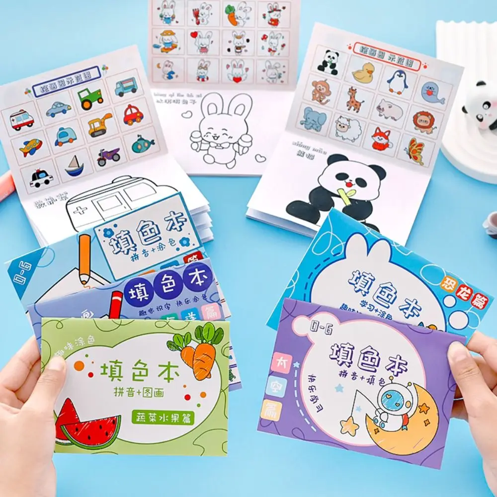 

12 Sheets Simple Graffiti Doodle Book Creative Cars Vegetables Coloring Books Portable Drawing Painting Book