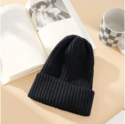 

Women's wool hats autumn and winter all-match candy-colored knitted hats thickened warm melon skin hats outdoor adult hats