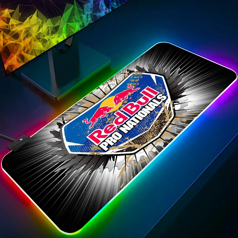 

Red B-BULLS LOGO RGB Pc Gamer Keyboard Mouse Pad Mousepad LED Glowing Mouse Mats Rubber Gaming Computer Mausepad