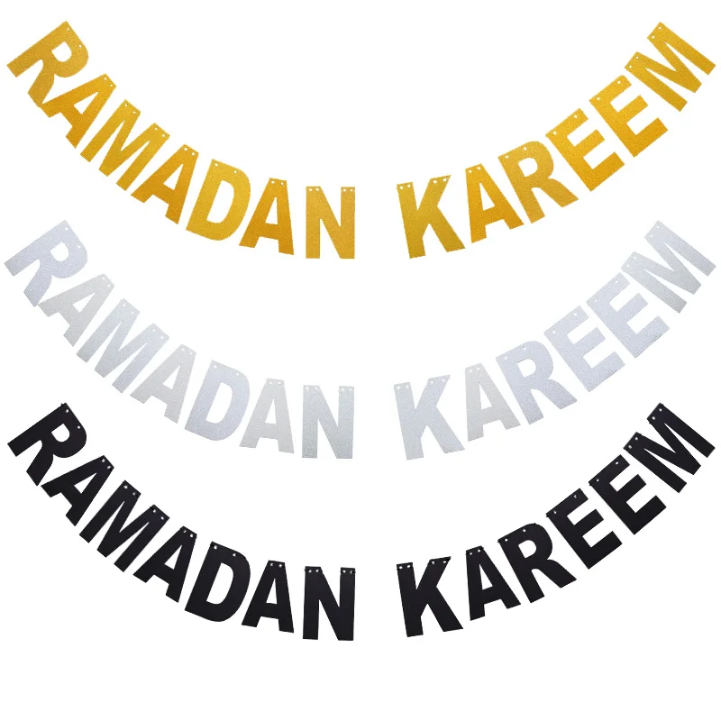 ИД Мубарак баннер Звезда Луна письмо бумажные флажки гирлянда флаг исламский