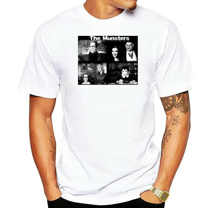 

Camiseta con estampado de THE MUNSTERS para hombre, camisa con póster de la temporada de Dvd, redonda, precio barato, Hipster, c