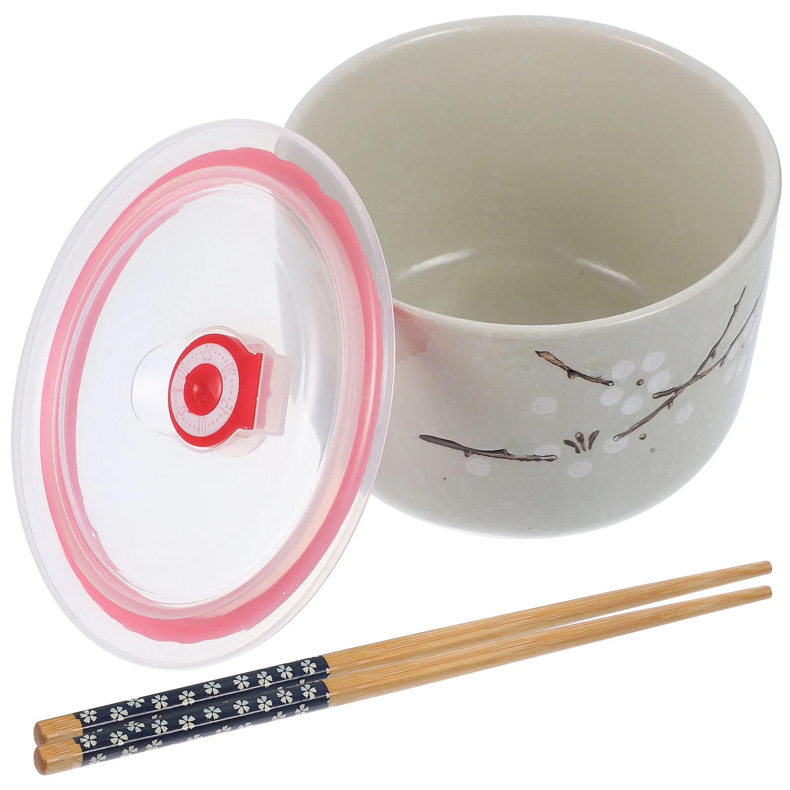 

Ceramic Lunch Eat Bowl Accessory Instant Noodle Bowls Lids Daily Use Food Lidded Design Bento Plastic Convenient Ramen