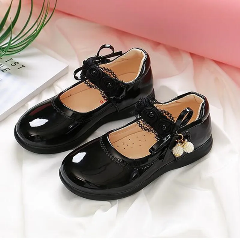 

Черные детские кожаные туфли для школы детское платье для выступлений, Туфли под платье принцессы для девочек, на высоком каблуке, Chaussure Fille розовый красный, белый От 3 до 12 лет
