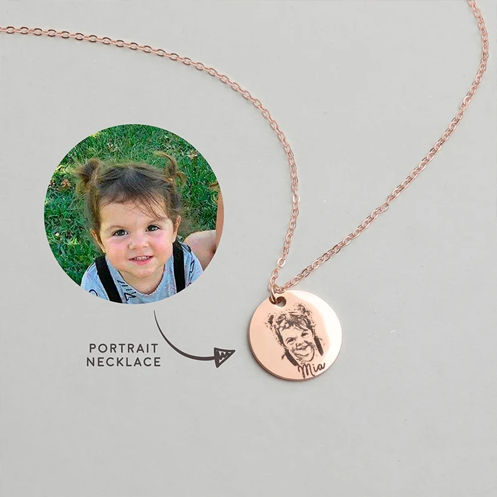 

Personalized Engrave Name Photo Custom Necklace Stainless Steel Customize Coins Pendant Neck Collar Jewelry Exclusive Choker